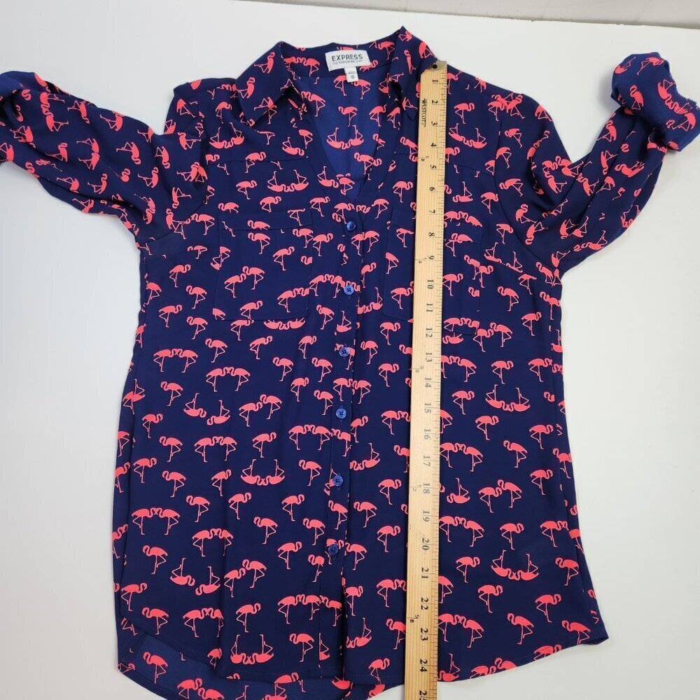 Express Portofina Flamingo Print Button Front Women's XS Extra Small - Picture 12 of 13